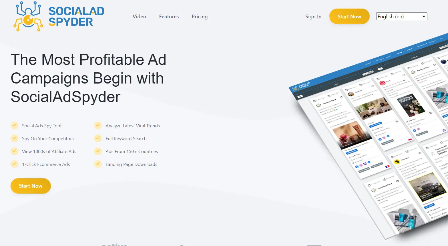 socialadspyder homepage